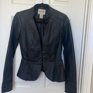 Faux leather peplum blazer black size small